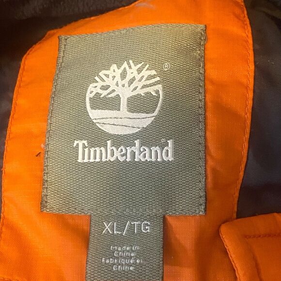 Timberland Duck Down Puffer Jacket Orange XL Quilted Winter Coat Style 2257J Men - Picture 3 of 13